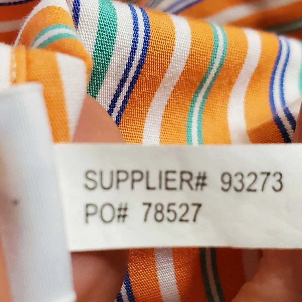 Polo Ralph Lauren Regent Classic Fit Striped Shirt Orange Blue Mens 17 34/35